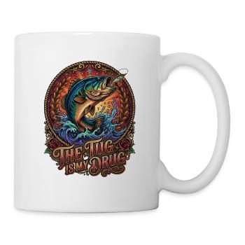 The Tug is my Drug Lustiges Fischliebhaber Angler - Tasse - Weiß - Rechts