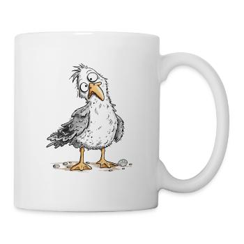 Lustige Möwe Cartoon I Küste Meer Vogelhumor - Tasse - Weiß - Rechts