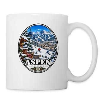 Aspen Colorado Berge Herbst Urlaub Vintage - Tasse - Weiß - Rechts