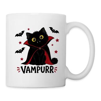 Süßer Vampurr Schwarze Katze Dracula Halloween - Tasse - Weiß - Rechts
