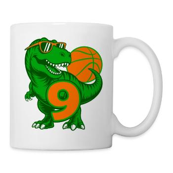 DINOSAURIER 9 JAHRE BASKETBALL 9. GEBURTSTAG - Tasse - Weiß - Rechts