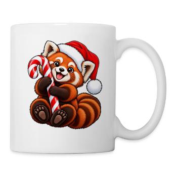 Roter Panda mit Weihnachtsmütze & Zucker - Tasse - Weiß - Rechts