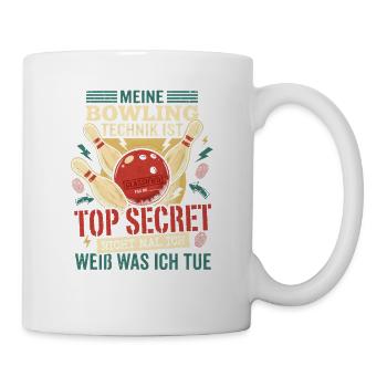 Bowling Geheime Technik Lustiger Bowler Spruch - Tasse - Weiß - Rechts
