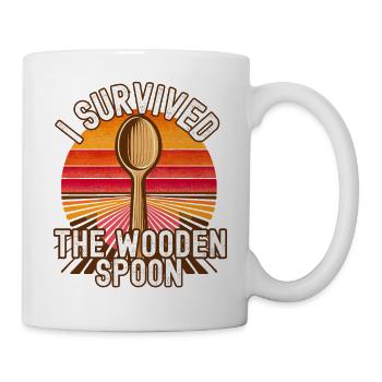 Ich habe das Retro-Design des Holzlöffels überlebt - Tasse - Weiß - Rechts