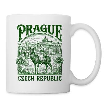 Prague Czech Republic Vintage Folk Art - Tasse - Weiß - Rechts
