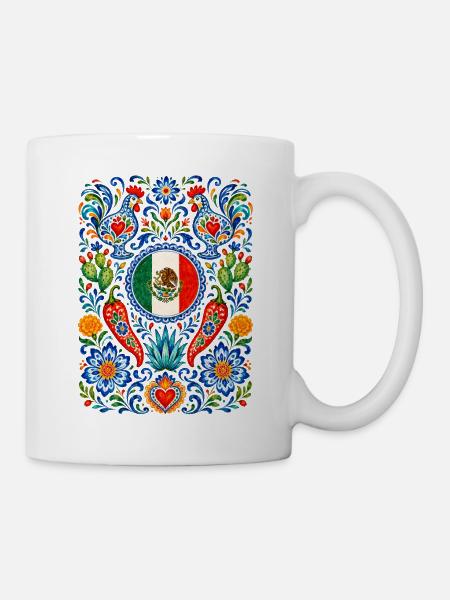 Mexiko | Nopal, Agave & Volkskunst - Tasse - Weiß