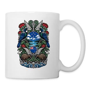 Neuseeland | Kiwi, Tui & Silberfarn - Tasse - Weiß - Rechts