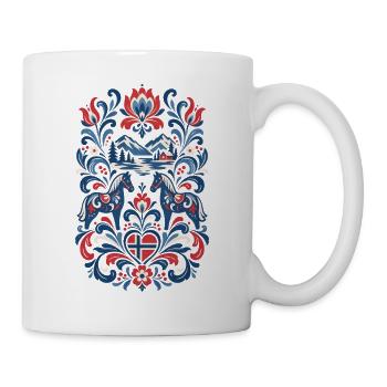 Norwegen | Fjord, Pferde & Volkskunst - Tasse - Weiß - Rechts
