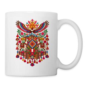 Peru | Lamas, Anden & Textilmuster - Tasse - Weiß - Rechts