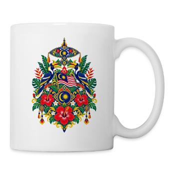 Malaysia | Hornvögel, Hibiskus & Wau - Tasse - Weiß - Rechts