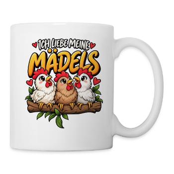 Hühner Ich liebe meine Mädels Hühnerstall - Tasse - Weiß - Rechts