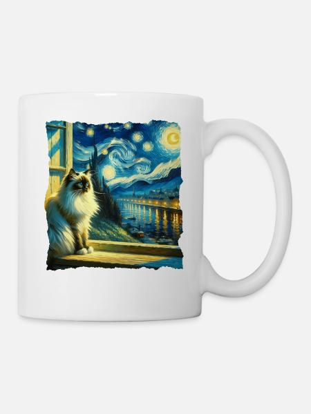 Birma Katze Starry Night - Tasse - Weiß