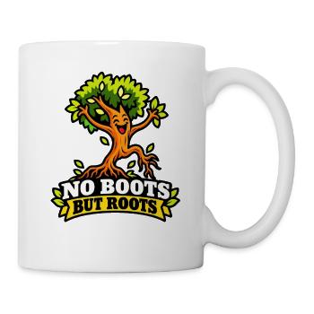 No Boots But Roots – Lustiger Baum - Tasse - Weiß - Rechts