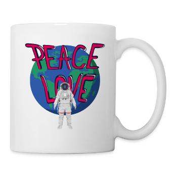Frieden im All: Erde und Astronaut - Tasse - Weiß - Rechts