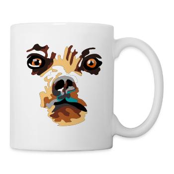 Patchwork Bär Gesicht Farbexplosion - Tasse - Weiß - Rechts