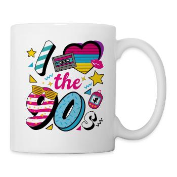 I Love the 90s Retro Nostalgie Party Spruch - Tasse - Weiß - Rechts