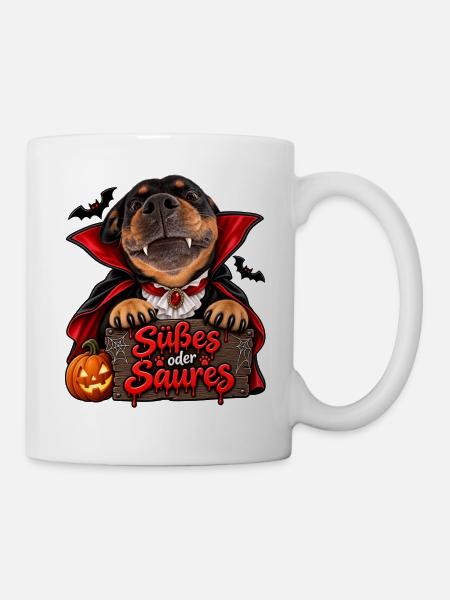 Süßes oder Saures Hundevampir - Tasse - Weiß