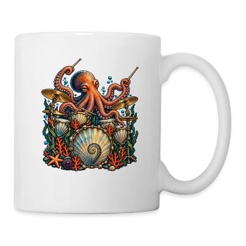 Oktopus Schlagzeuger Unterwasser Musik - Tasse - Weiß - Rechts
