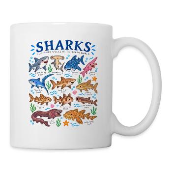 Haie Arten Lexikon Meeresbiologie Hai Illustration - Tasse - Weiß - Rechts
