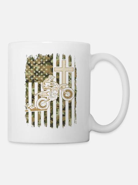 Patriotische Dirtbike-Tarnflagge - Tasse - Weiß