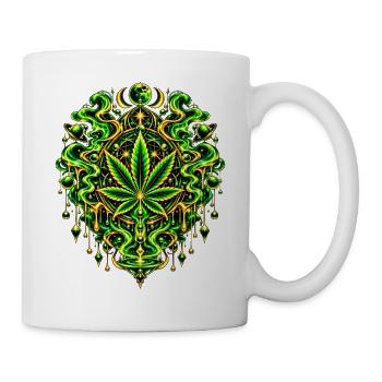 Grünes Cannabisblatt Mandala - Tasse - Weiß - Rechts