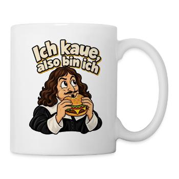 Descartes Burger – Ich kaue, also bin ich - Tasse - Weiß - Rechts