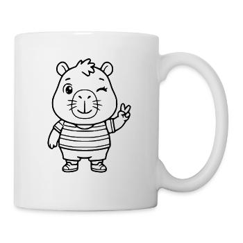 Niedliche zwinkernde Capybara-Peace-Zeichen-Zeichnung - Tasse - Weiß - Rechts