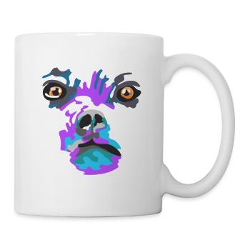 Bunte Hund Gesichtskunst Farbsplash - Tasse - Weiß - Rechts