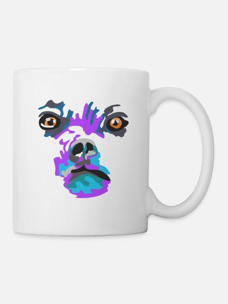 Bunte Hund Gesichtskunst Farbsplash - Tasse - Weiß