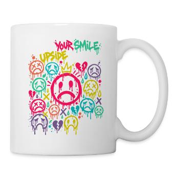 Frown – Traurige Gesichter im Graffiti-Stil BUNT - Tasse - Weiß - Rechts