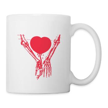 Skelett Hände rotes Herz Liebe Gothic Romantik - Tasse - Weiß - Rechts