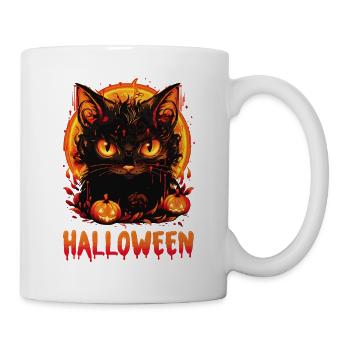 Halloween-Katze und Jackolanterns - Tasse - Weiß - Rechts