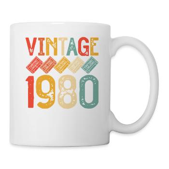Vintage-Rainbow Retro 80er Kassettenkassette aus den 1980ern - Tasse - Weiß - Rechts
