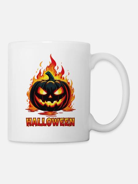 Inferno Kürbis Kürbis-Laterne - Tasse - Weiß
