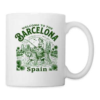 The Welcome To Barcelona Spain Catalan Cityscape - Tasse - Weiß - Rechts