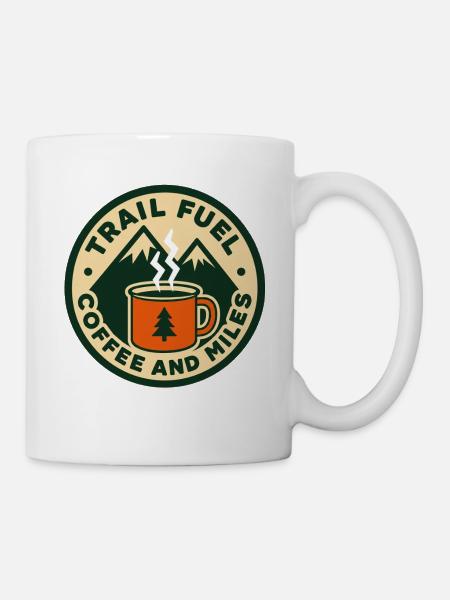 Trail Fuel Kaffee Berge Logo - Tasse - Weiß