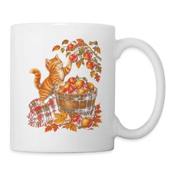 Katzenapfelpflücken Vintage Herbst-Obstgartenernte - Tasse - Weiß - Rechts