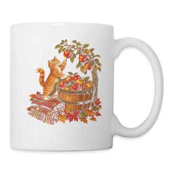 Katzenapfelpflücken Vintage Herbst-Obstgartenernte - Tasse - Weiß - Rechts