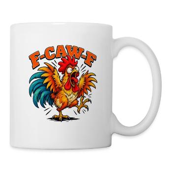 Funny F-CAW-F Crazy Rooster Retro Chicken - Tasse - Weiß - Rechts