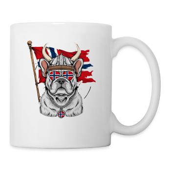  Wikinger Bulldogge Norwegen Flagge Skandinavien - Tasse - Weiß - Rechts