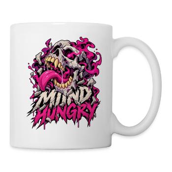 Mind Hunger Schädel in Pink Flammen - Tasse - Weiß - Rechts