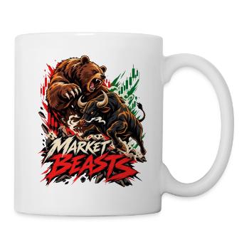 Market Beasts: Bärensturm vs Stier - Tasse - Weiß - Rechts