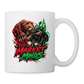 Markt Minds: Bullen vs Bären - Tasse - Weiß - Rechts