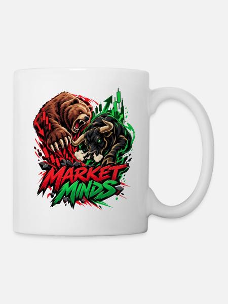 Markt Minds: Bullen vs Bären - Tasse - Weiß