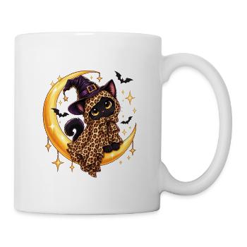 Hexenkatze auf Mondleopardenumhang - Tasse - Weiß - Rechts