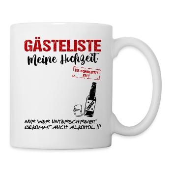 Gästeliste Married Gästebuch Hochzeit Alkohol - Tasse - Weiß - Rechts