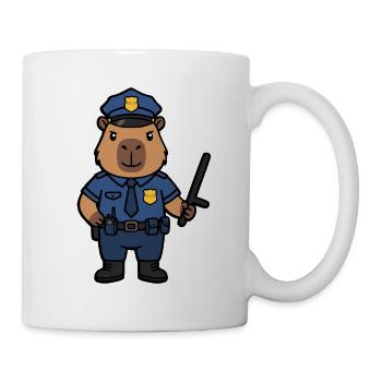 Süßer Capybara-Polizist Ästhetischer Niedlicher Nagetier - Tasse - Weiß - Rechts