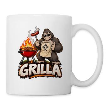 Grillen Grill-Gorilla Grilla Grillparty Sommer - Tasse - Weiß - Rechts