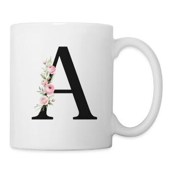 A Buchstabe Monogram Floral - Tasse - Weiß - Rechts