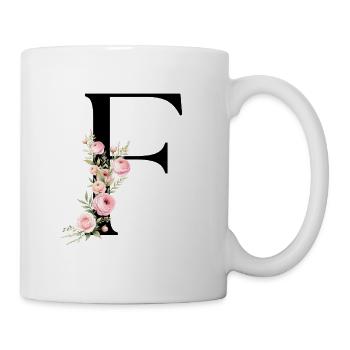 F Buchstabe Monogram Floral - Tasse - Weiß - Rechts